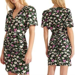Veronica Beard Janis Ruched Floral-Print Dress Sz 14